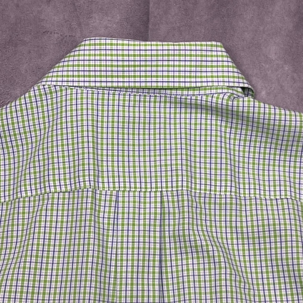 Brooks Brothers Button Down Mens L Green Blue Check Traditional Fit Short Sleeve - Picture 7 of 10